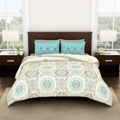 Ornate Vanilla Ice - Cream Viscose Cotton Double Bedsheet - Reagalis By Spaces