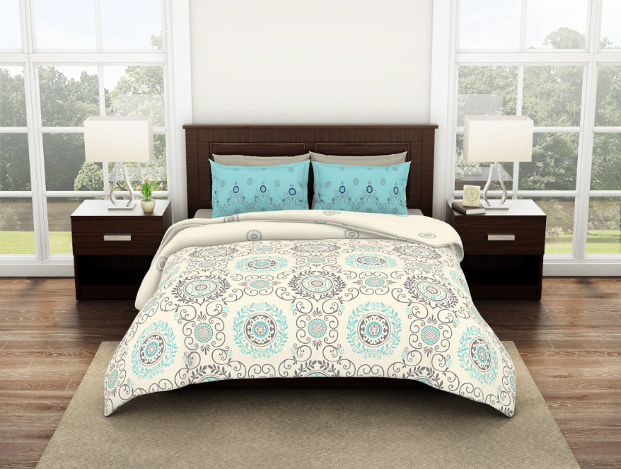 Ornate Vanilla Ice - Cream Viscose Cotton Double Bedsheet - Reagalis By Spaces