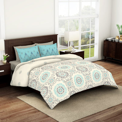 Ornate Vanilla Ice - Cream Viscose Cotton Double Bedsheet - Reagalis By Spaces