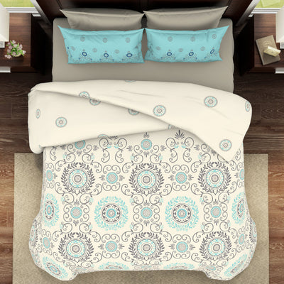 Ornate Vanilla Ice - Cream Viscose Cotton Double Bedsheet - Reagalis By Spaces
