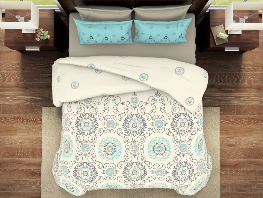 Ornate Vanilla Ice - Cream Viscose Cotton Double Bedsheet - Reagalis By Spaces