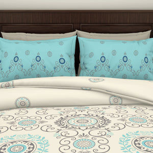 Ornate Vanilla Ice - Cream Viscose Cotton Double Bedsheet - Reagalis By Spaces