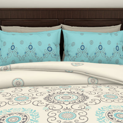 Ornate Vanilla Ice - Cream Viscose Cotton Double Bedsheet - Reagalis By Spaces