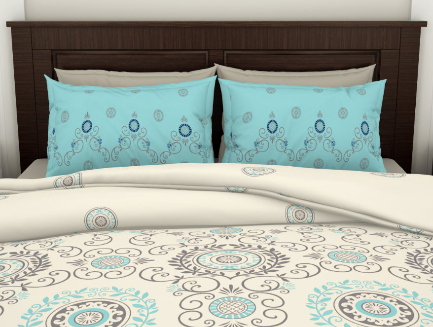 Ornate Vanilla Ice - Cream Viscose Cotton Double Bedsheet - Reagalis By Spaces