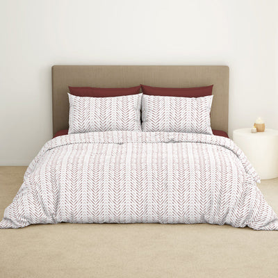Geometric Fired Brick - Dark Brown 100% Cotton King Size Bedsheet - Maya By Spaces