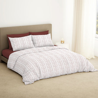 Geometric Fired Brick - Dark Brown 100% Cotton King Size Bedsheet - Maya By Spaces