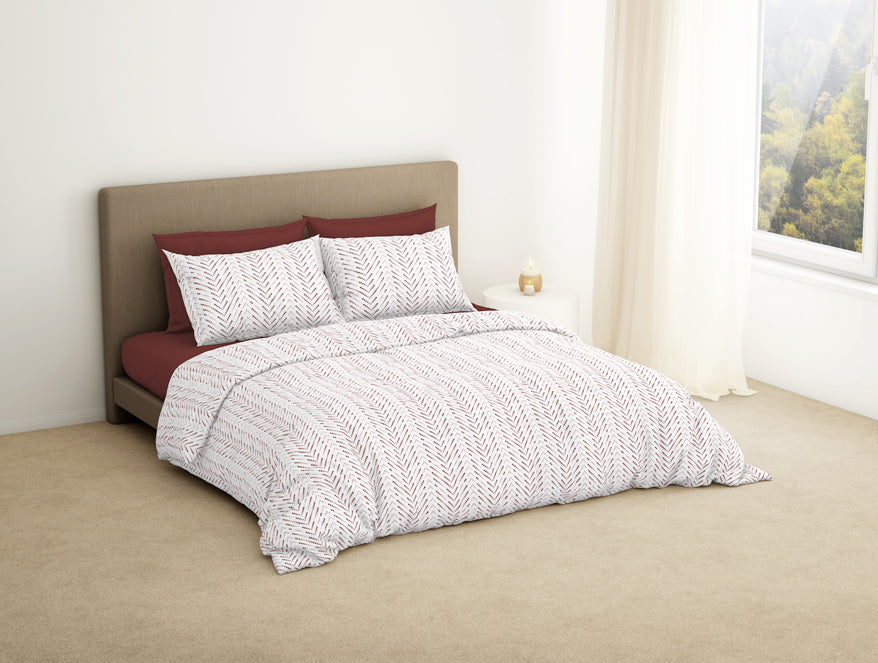 Geometric Fired Brick - Dark Brown 100% Cotton King Size Bedsheet - Maya By Spaces
