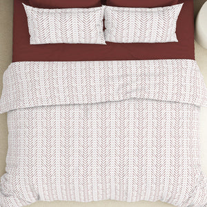 Geometric Fired Brick - Dark Brown 100% Cotton King Size Bedsheet - Maya By Spaces