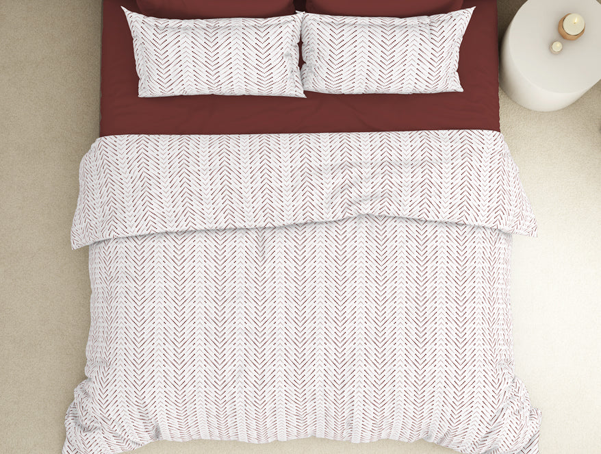 Geometric Fired Brick - Dark Brown 100% Cotton King Size Bedsheet - Maya By Spaces