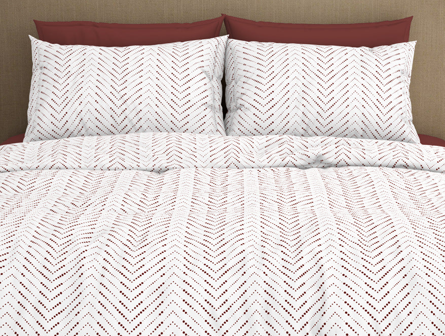 Geometric Fired Brick - Dark Brown 100% Cotton King Size Bedsheet - Maya By Spaces