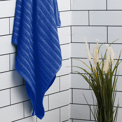 Navy Blue 100% Cotton Bath Towel - 2-In-1 By Welspun