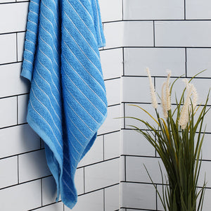 Royal Blue 100% Cotton Bath Towel - 2-In-1 By Welspun