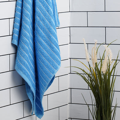 Royal Blue 100% Cotton Bath Towel - 2-In-1 By Welspun