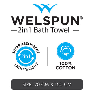 Apple Green - Light Green 100% Cotton Bath Towel - 2-In-1 By Welspun