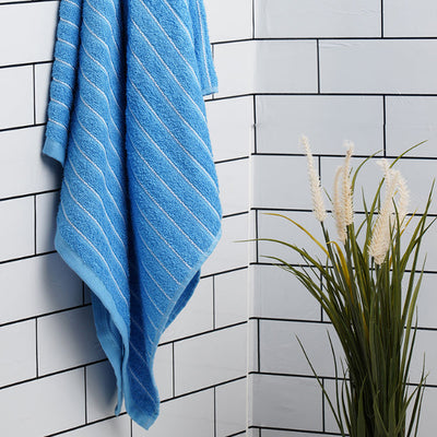 Royal Blue - Dark Blue 100% Cotton Bath Towel - 2-In-1 By Welspun