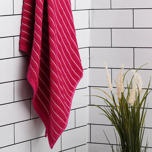 Cherry - Dark Red 100% Cotton Bath Towel - 2-In-1 By Welspun