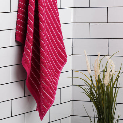 Cherry - Dark Red 100% Cotton Bath Towel - 2-In-1 By Welspun