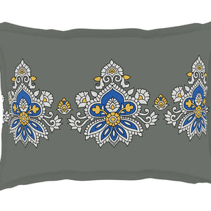 Floral Vapor Blue - Light Grey 100% Cotton King Size Bedsheet - Estaa By Spaces-1064783