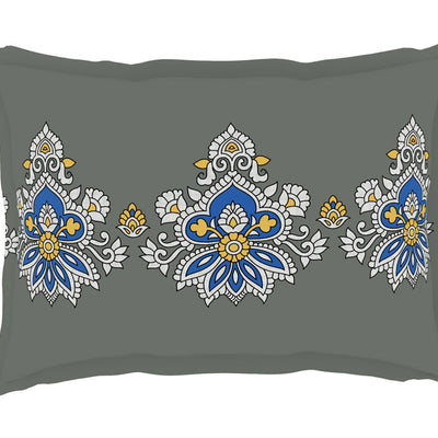 Floral Vapor Blue - Light Grey 100% Cotton King Size Bedsheet - Estaa By Spaces-1064783