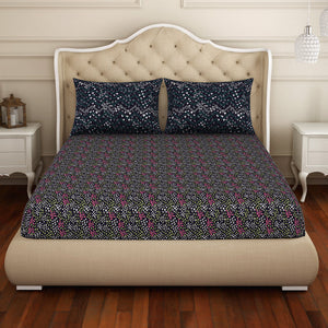 Floral Mulberry Purple - Dark Violet 100% Cotton King Size Bedsheet - Adonia(Anti Bacterial) By Spaces