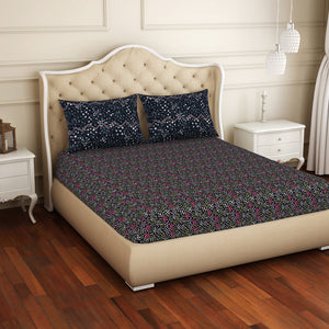 Floral Mulberry Purple - Dark Violet 100% Cotton King Size Bedsheet - Adonia(Anti Bacterial) By Spaces
