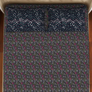 Floral Mulberry Purple - Dark Violet 100% Cotton King Size Bedsheet - Adonia(Anti Bacterial) By Spaces