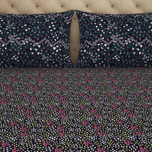 Floral Mulberry Purple - Dark Violet 100% Cotton King Size Bedsheet - Adonia(Anti Bacterial) By Spaces