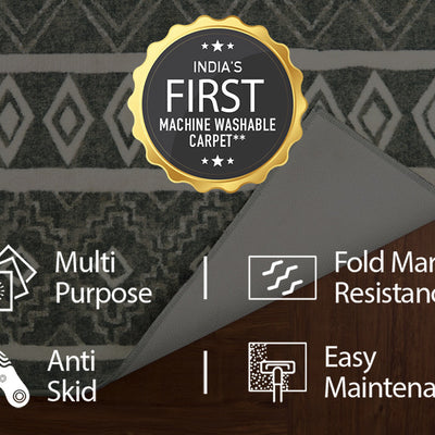 Anti Skid Grey Wonder Full Carpet By Welspun