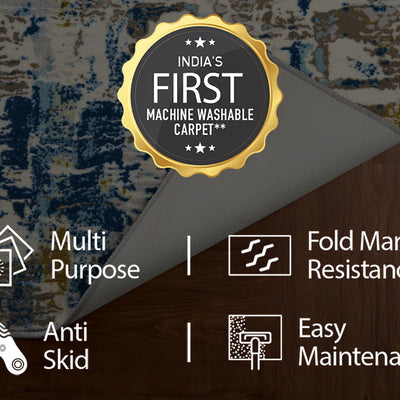 Anti Skid Blue Wonder Full Carpet By Welspun