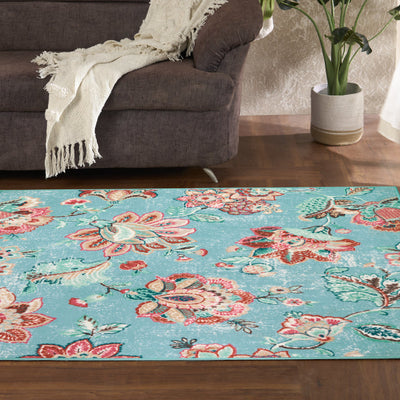 Anti Skid Light Blue Wonder Full Carpet By Welspun