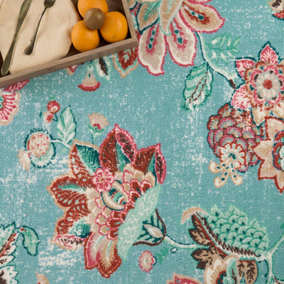 Anti Skid Light Blue Wonder Full Carpet By Welspun