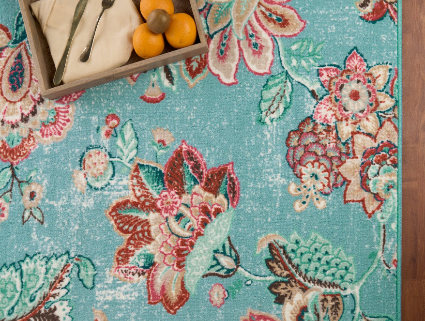Anti Skid Light Blue Wonder Full Carpet By Welspun