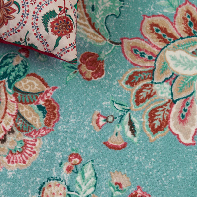 Anti Skid Light Blue Wonder Full Carpet By Welspun