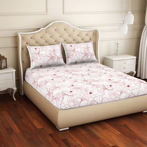 Floral Rust - Red Cotton Rich Double Bedsheet - 2-In-1 By Welspun-1065128