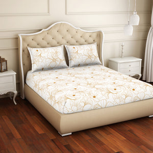 Floral Rust - Red Cotton Rich Double Bedsheet - 2-In-1 By Welspun-1065128
