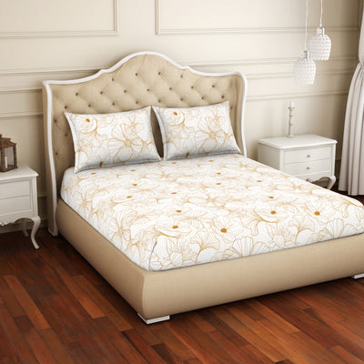 Floral Rust - Red Cotton Rich Double Bedsheet - 2-In-1 By Welspun-1065128