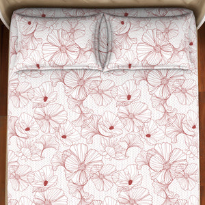 Floral Rust - Red Cotton Rich Double Bedsheet - 2-In-1 By Welspun-1065128