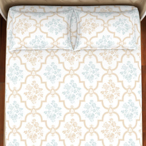 Ornate Rust/Slate - Red Cotton Rich Double Bedsheet - 2-In-1 By Welspun