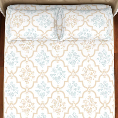 Ornate Rust/Slate - Red Cotton Rich Double Bedsheet - 2-In-1 By Welspun