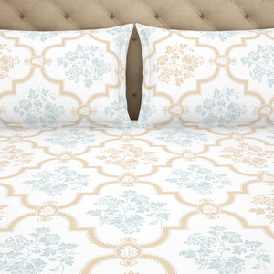 Ornate Rust/Slate - Red Cotton Rich Double Bedsheet - 2-In-1 By Welspun