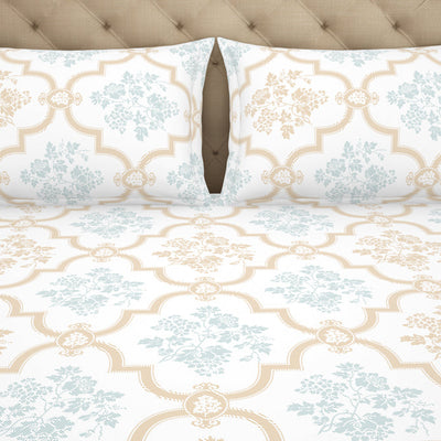 Ornate Rust/Slate - Red Cotton Rich Double Bedsheet - 2-In-1 By Welspun