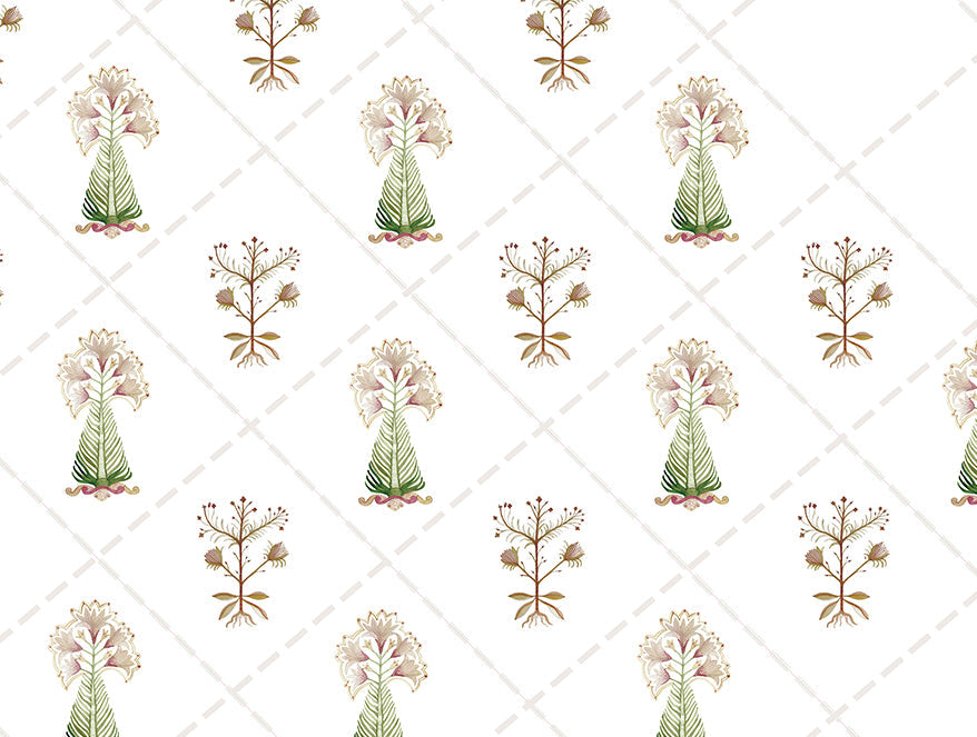 Floral Turf Green 100% Cotton King Size Bedsheet - Kalakari Haath By Spaces