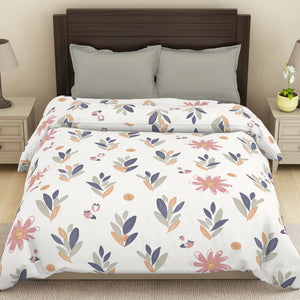 Floral White/Blue Microfiber Shell Double Dohar - Welspun Dohar By Welspun-1065398