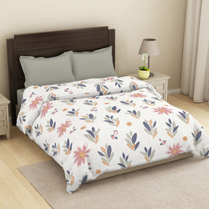Floral White/Blue Microfiber Shell Double Dohar - Welspun Dohar By Welspun-1065398