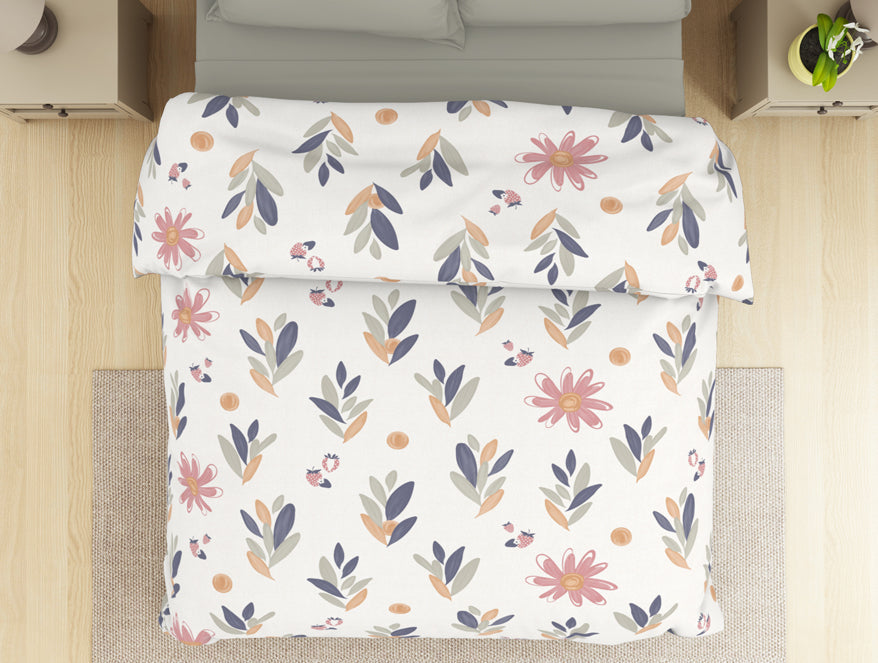 Floral White/Blue Microfiber Shell Double Dohar - Welspun Dohar By Welspun-1065398