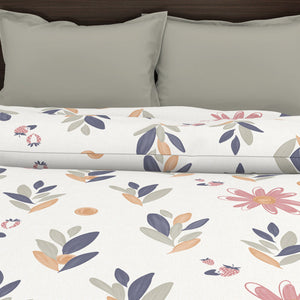 Floral White/Blue Microfiber Shell Double Dohar - Welspun Dohar By Welspun-1065398