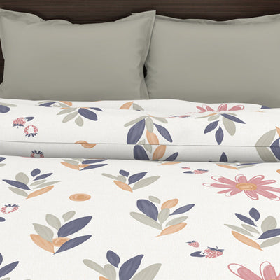 Floral White/Blue Microfiber Shell Double Dohar - Welspun Dohar By Welspun-1065398