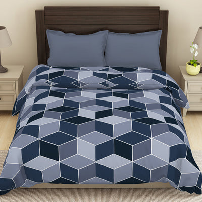 Geometric Light Blue Microfiber Shell Double Dohar - Welspun Dohar By Welspun-1065418