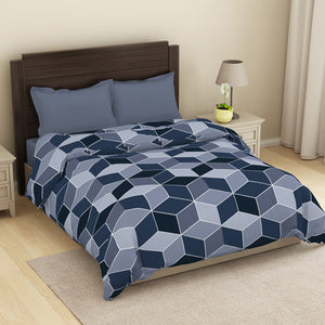 Geometric Light Blue Microfiber Shell Double Dohar - Welspun Dohar By Welspun-1065418