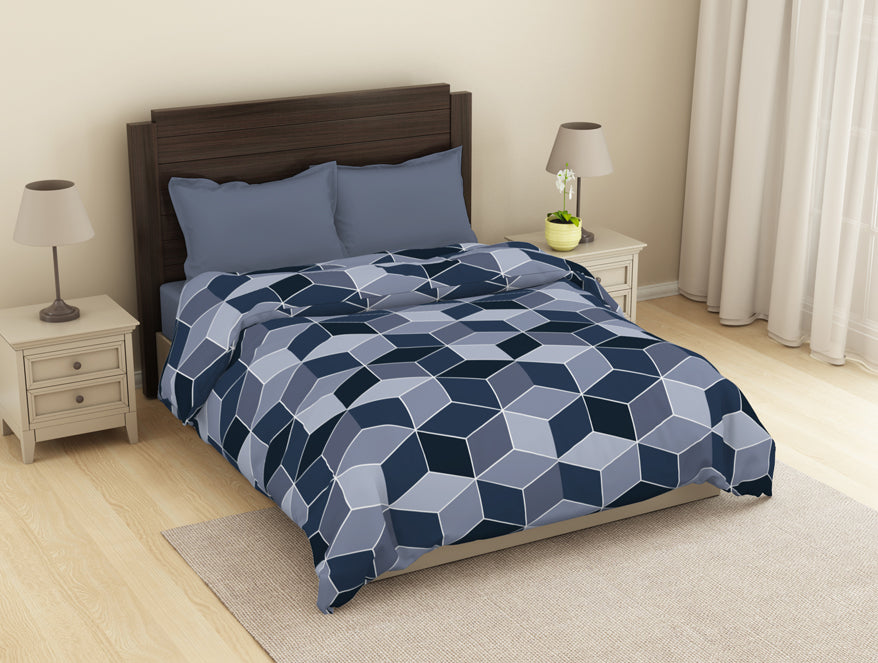 Geometric Light Blue Microfiber Shell Double Dohar - Welspun Dohar By Welspun-1065418